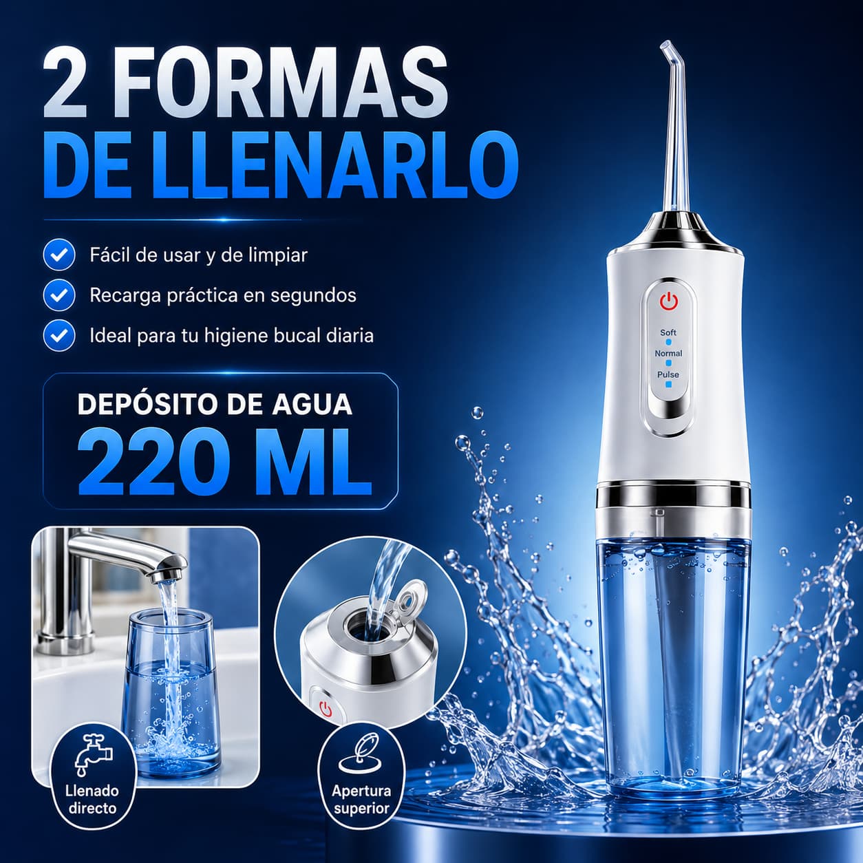 AquaLume™ — Limpieza Profunda Entre Dientes en Segundos