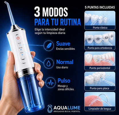 AquaLume™ — Limpieza Profunda Entre Dientes en Segundos
